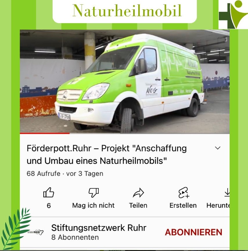 Das Naturheilmobil von Naturheilpraxis ohne Grenzen, dass regelmässig in Essen unterwegs ist und Menschen hilft. Instagram Naturheilpraxis ohne Grenzen.